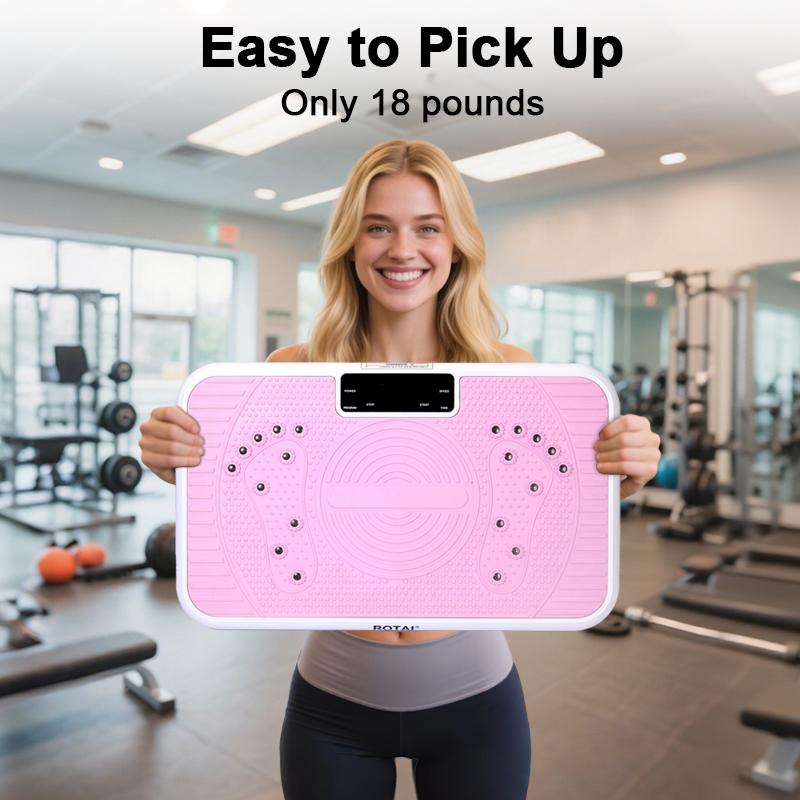 ROTAI Vibration Plate Gym, 300 lbs, Lymphatic Drainage Machine Full Body Workout to Whole Efficient Home Workout with 2 Fitness Resistance Bands Exercise Machine for Whole Body Fitness and Recovery at Home