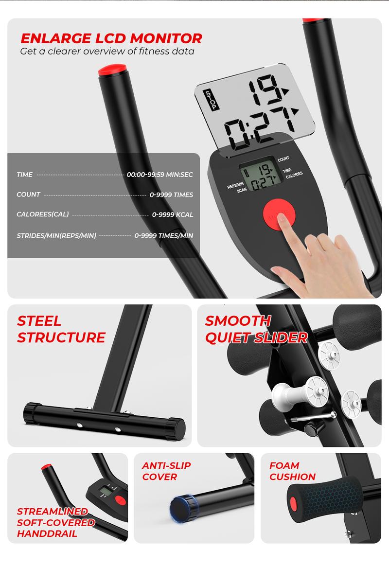 Relifesports Ab Machine, ab Workout Equipment for Home Gym, Height Adjustable ab Trainer, Foldable Fitness Equipment with LCD Monitor, dealsforyoudays