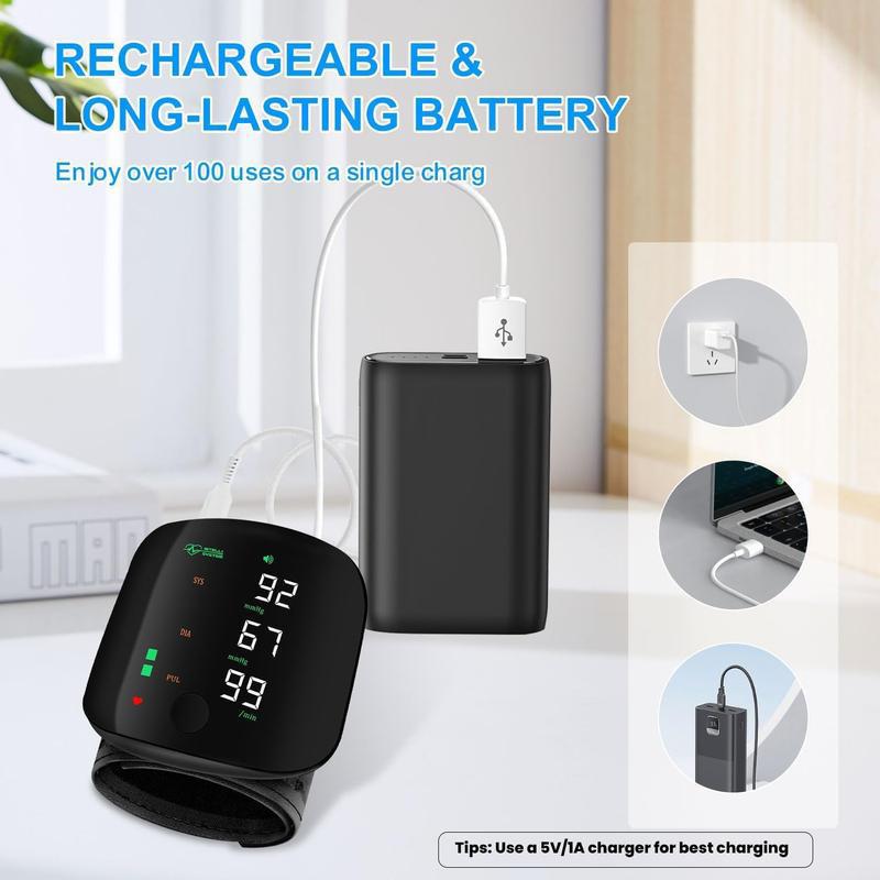 Wrist Blood Pressure Monitor Led Display,Touch Screen Wrist Blood Pressure Cuff 99x2 Reading Memory Wrist Bp Monitor with Carrying Case,Health Monitoring Adjustable.
