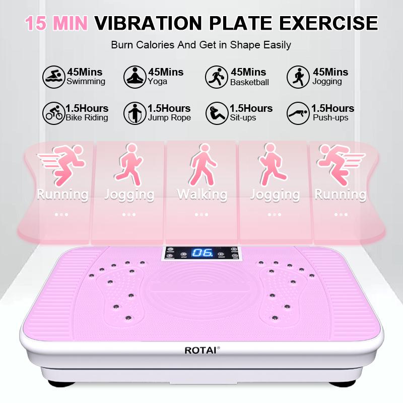 ROTAI Vibration Plate Gym, 300 lbs, Lymphatic Drainage Machine Full Body Workout to Whole Efficient Home Workout with 2 Fitness Resistance Bands Exercise Machine for Whole Body Fitness and Recovery at Home