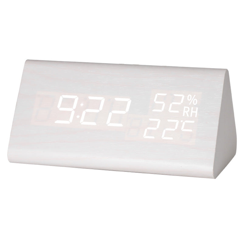 Simple Alarm Clock with Smart Voice Control and Silent Function led Wooden Clock Battery Wooden Clock Crafts Decoration USB Plug-in