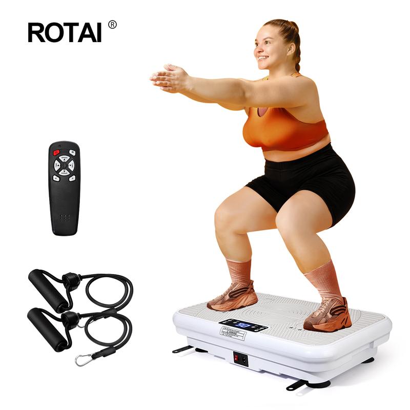 ROTAI Vibration Plate Gym, 300 lbs, Lymphatic Drainage Machine Full Body Workout to Whole Efficient Home Workout with 2 Fitness Resistance Bands Exercise Machine for Whole Body Fitness and Recovery at Home
