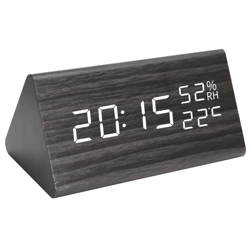 Simple Alarm Clock with Smart Voice Control and Silent Function led Wooden Clock Battery Wooden Clock Crafts Decoration USB Plug-in