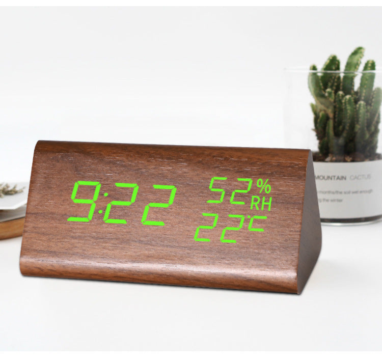 Simple Alarm Clock with Smart Voice Control and Silent Function led Wooden Clock Battery Wooden Clock Crafts Decoration USB Plug-in