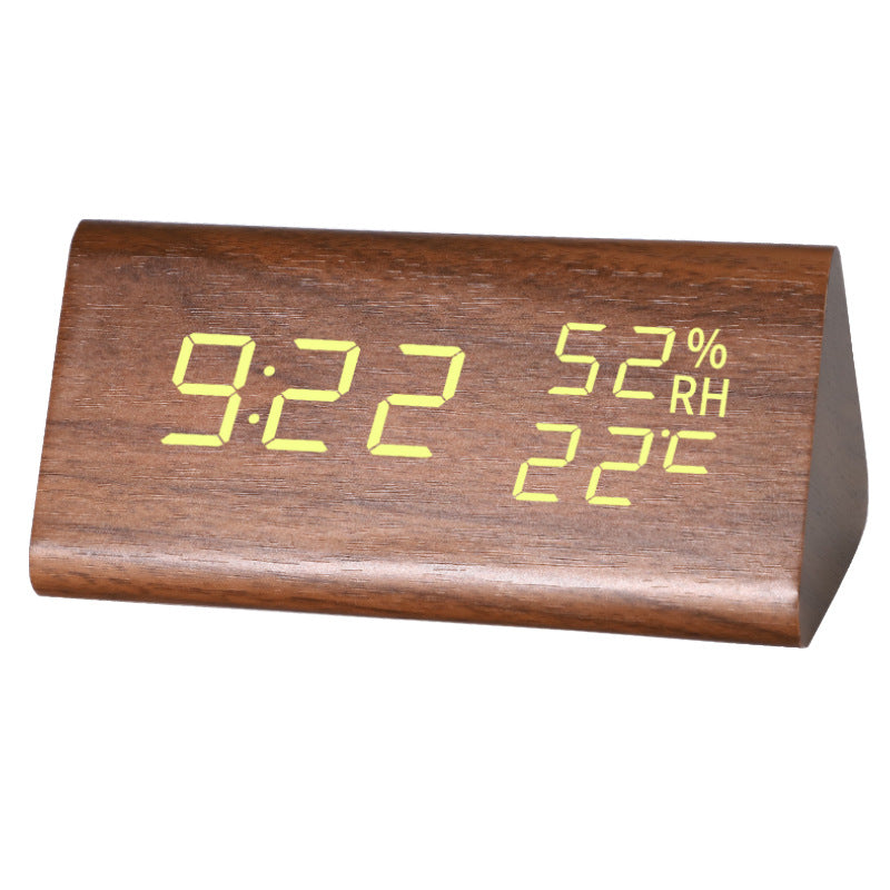 Simple Alarm Clock with Smart Voice Control and Silent Function led Wooden Clock Battery Wooden Clock Crafts Decoration USB Plug-in