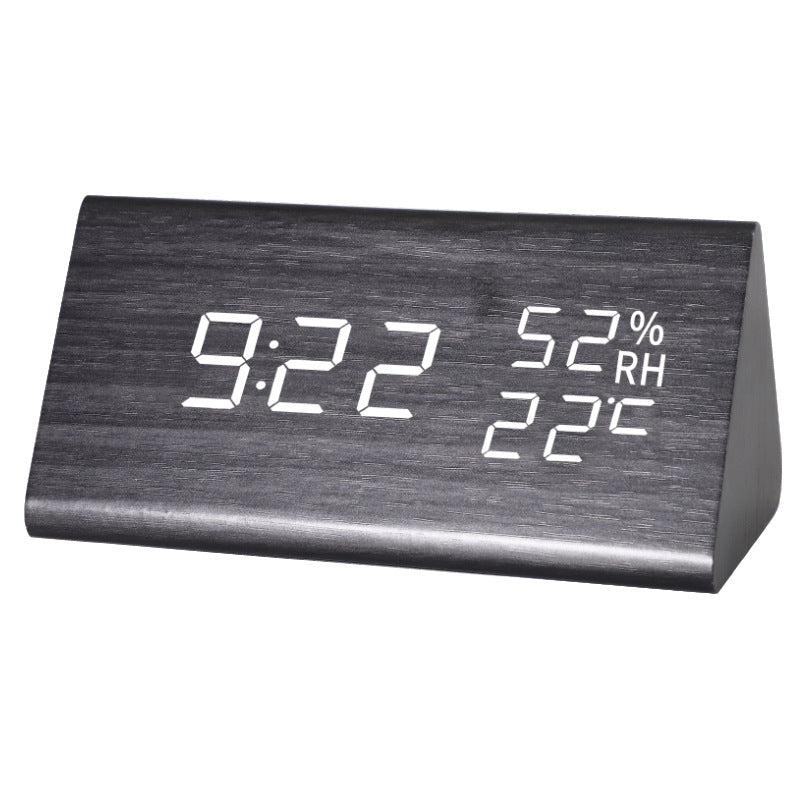 Simple Alarm Clock with Smart Voice Control and Silent Function led Wooden Clock Battery Wooden Clock Crafts Decoration USB Plug-in