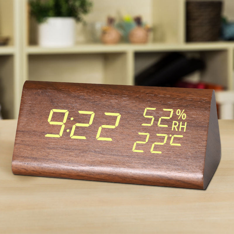 Simple Alarm Clock with Smart Voice Control and Silent Function led Wooden Clock Battery Wooden Clock Crafts Decoration USB Plug-in
