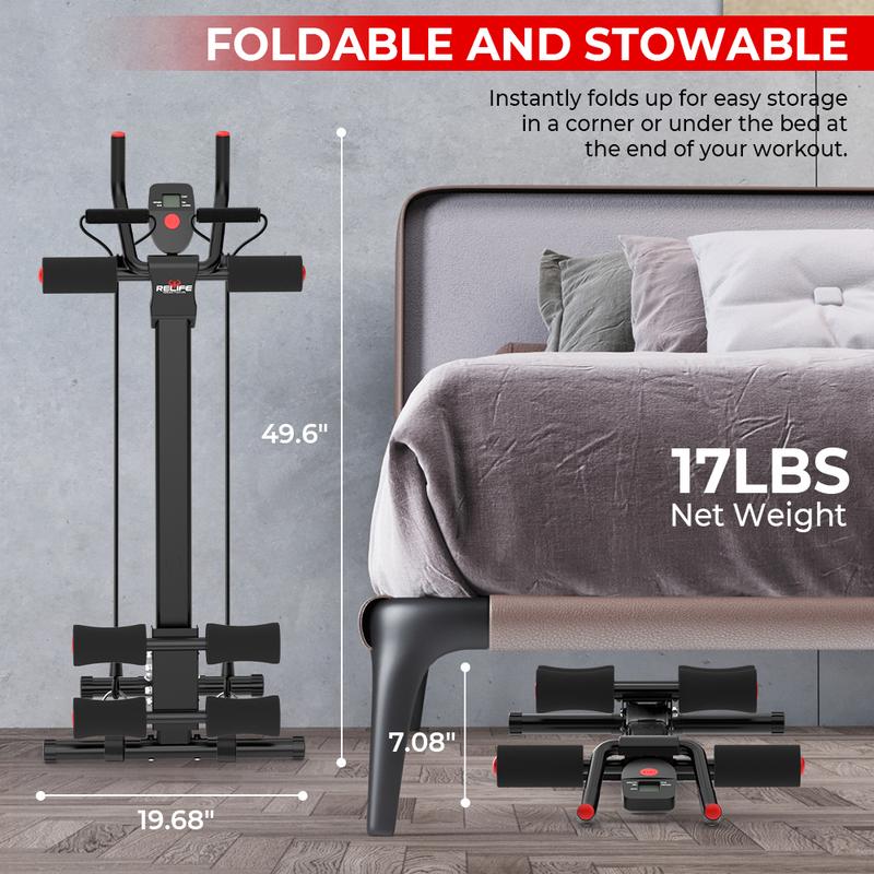 Relifesports Ab Machine, ab Workout Equipment for Home Gym, Height Adjustable ab Trainer, Foldable Fitness Equipment with LCD Monitor, dealsforyoudays