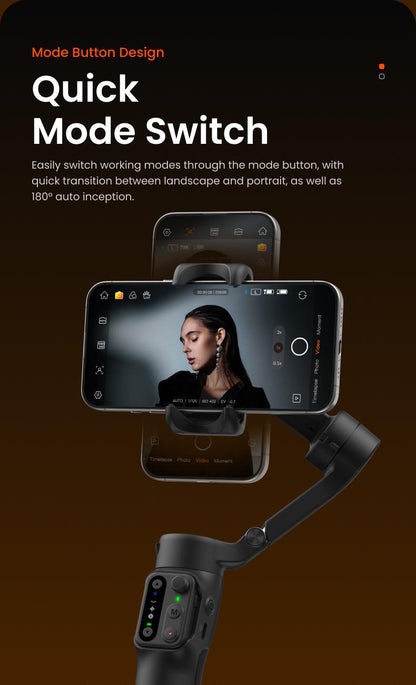 hohem iSteady X3 SE Gimbal Stabilizer for iPhone, Smartphone Foldable Gimbal with Detachable Remote Control, Portable Foldable 3-Axis Phone Gimbal for Android & iPhone 16 15 Pro Max, Ideal for Travel Vlogging