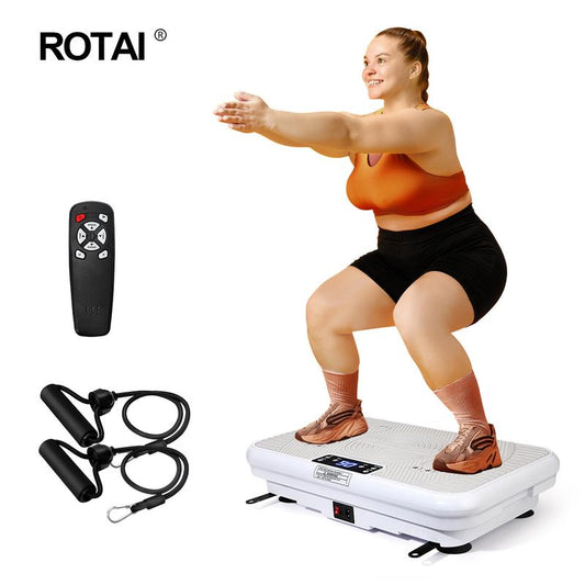 ROTAI Vibration Plate Gym, 300 lbs, Lymphatic Drainage Machine Full Body Workout to Whole Efficient Home Workout with 2 Fitness Resistance Bands Exercise Machine for Whole Body Fitness and Recovery at Home