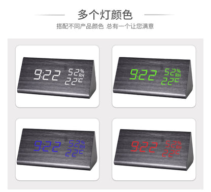 Simple Alarm Clock with Smart Voice Control and Silent Function led Wooden Clock Battery Wooden Clock Crafts Decoration USB Plug-in
