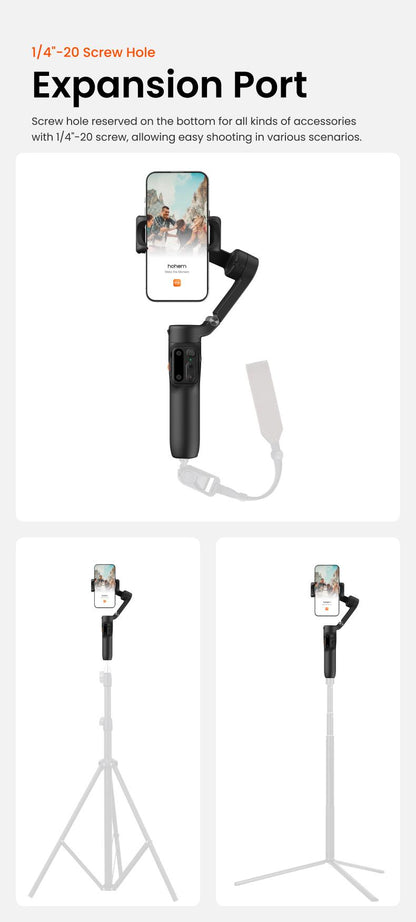 hohem iSteady X3 SE Gimbal Stabilizer for iPhone, Smartphone Foldable Gimbal with Detachable Remote Control, Portable Foldable 3-Axis Phone Gimbal for Android & iPhone 16 15 Pro Max, Ideal for Travel Vlogging