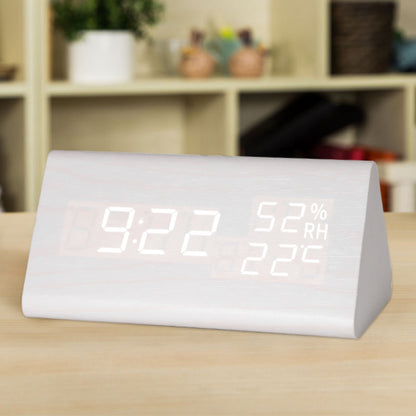 Simple Alarm Clock with Smart Voice Control and Silent Function led Wooden Clock Battery Wooden Clock Crafts Decoration USB Plug-in