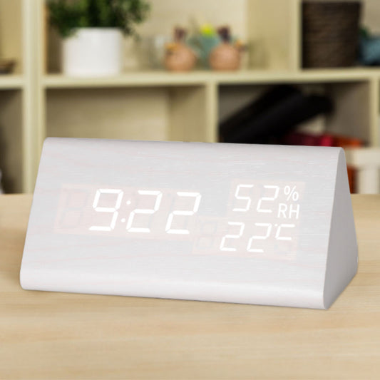 Simple Alarm Clock with Smart Voice Control and Silent Function led Wooden Clock Battery Wooden Clock Crafts Decoration USB Plug-in