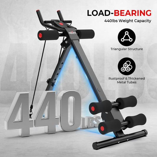 Relifesports Ab Machine, ab Workout Equipment for Home Gym, Height Adjustable ab Trainer, Foldable Fitness Equipment with LCD Monitor, dealsforyoudays