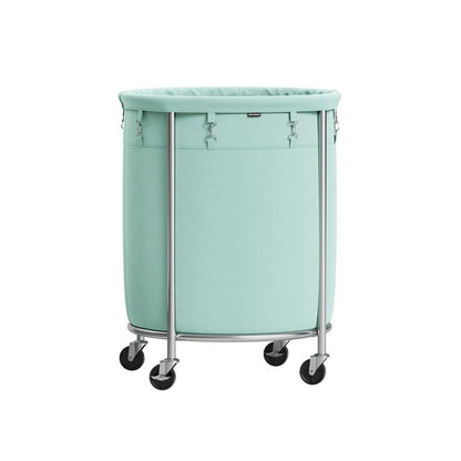 SONGMICS HOME Laundry Basket with Wheels, Rolling Laundry Hamper, Round Laundry Cart with Steel Frame and Removable Bag ,Organiser