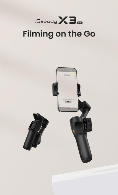 hohem iSteady X3 SE Gimbal Stabilizer for iPhone, Smartphone Foldable Gimbal with Detachable Remote Control, Portable Foldable 3-Axis Phone Gimbal for Android & iPhone 16 15 Pro Max, Ideal for Travel Vlogging