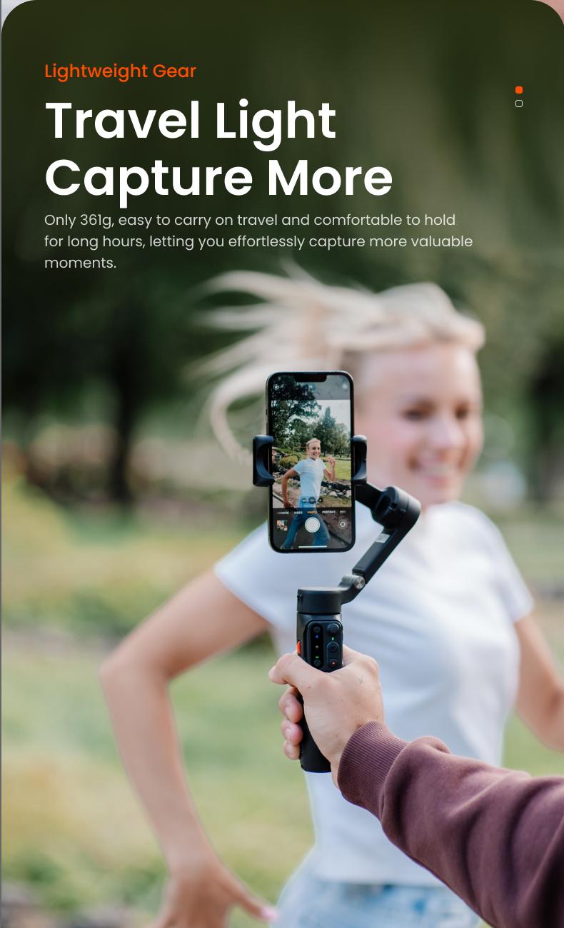 hohem iSteady X3 SE Gimbal Stabilizer for iPhone, Smartphone Foldable Gimbal with Detachable Remote Control, Portable Foldable 3-Axis Phone Gimbal for Android & iPhone 16 15 Pro Max, Ideal for Travel Vlogging