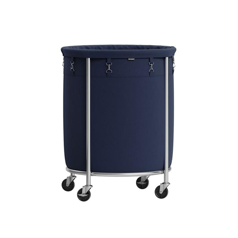 SONGMICS HOME Laundry Basket with Wheels, Rolling Laundry Hamper, Round Laundry Cart with Steel Frame and Removable Bag ,Organiser