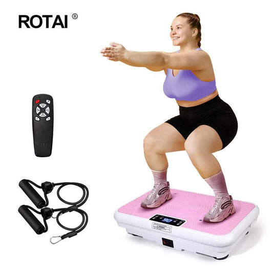 ROTAI Vibration Plate Gym, 300 lbs, Lymphatic Drainage Machine Full Body Workout to Whole Efficient Home Workout with 2 Fitness Resistance Bands Exercise Machine for Whole Body Fitness and Recovery at Home