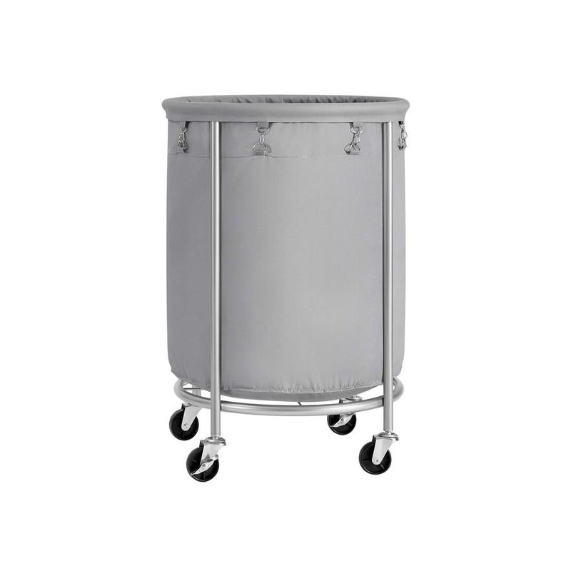 SONGMICS HOME Laundry Basket with Wheels, Rolling Laundry Hamper, Round Laundry Cart with Steel Frame and Removable Bag ,Organiser