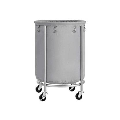 SONGMICS HOME Laundry Basket with Wheels, Rolling Laundry Hamper, Round Laundry Cart with Steel Frame and Removable Bag ,Organiser