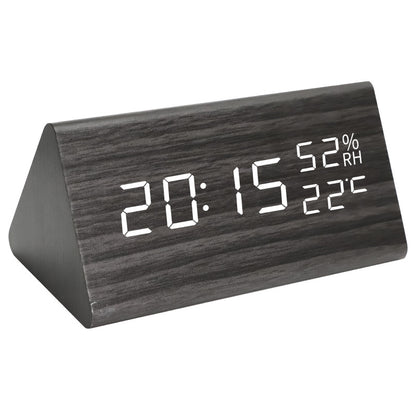 Simple Alarm Clock with Smart Voice Control and Silent Function led Wooden Clock Battery Wooden Clock Crafts Decoration USB Plug-in