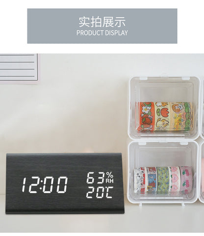 Simple Alarm Clock with Smart Voice Control and Silent Function led Wooden Clock Battery Wooden Clock Crafts Decoration USB Plug-in