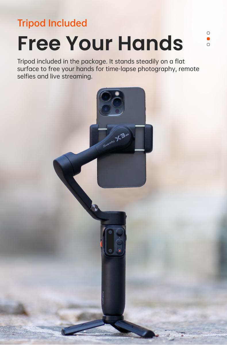 hohem iSteady X3 SE Gimbal Stabilizer for iPhone, Smartphone Foldable Gimbal with Detachable Remote Control, Portable Foldable 3-Axis Phone Gimbal for Android & iPhone 16 15 Pro Max, Ideal for Travel Vlogging