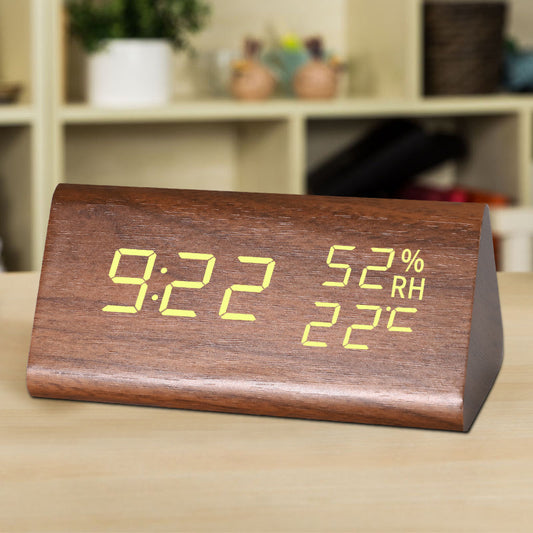 Simple Alarm Clock with Smart Voice Control and Silent Function led Wooden Clock Battery Wooden Clock Crafts Decoration USB Plug-in