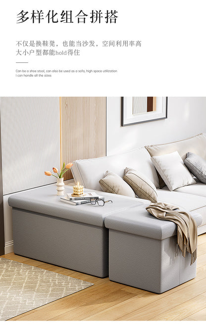 Cross-Border Multifunctional Home Storage Stool Rectangular Home Sofa Shoe Changing Stool Foldable Toy Snack Storage Stool