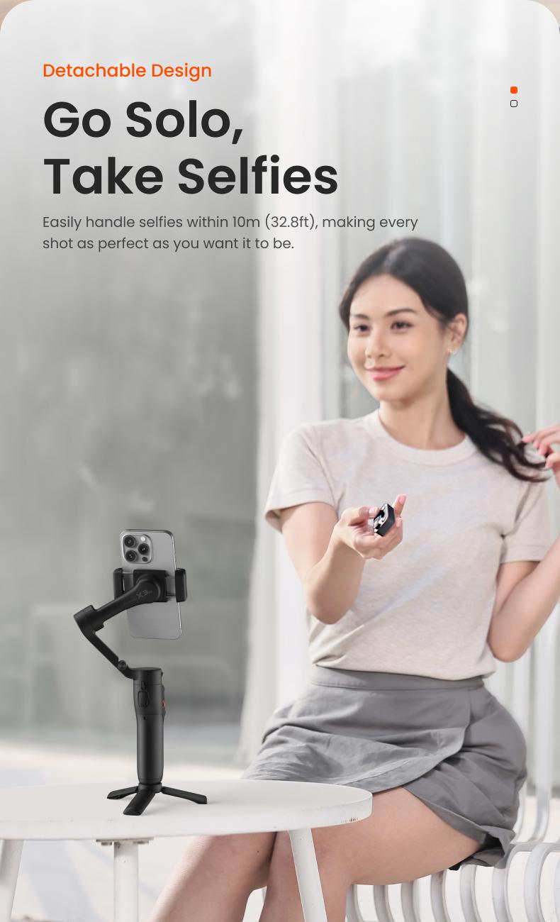 hohem iSteady X3 SE Gimbal Stabilizer for iPhone, Smartphone Foldable Gimbal with Detachable Remote Control, Portable Foldable 3-Axis Phone Gimbal for Android & iPhone 16 15 Pro Max, Ideal for Travel Vlogging